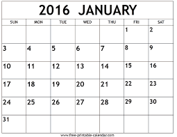 January 2016 Calendar Printable And Monthly Pdf Word Excel