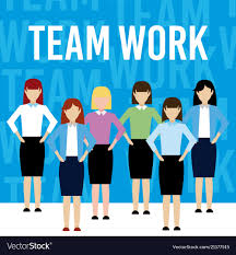 womens teamwork cartoon royalty free