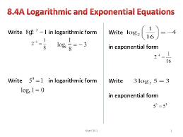 logarithmic and exponential equations write