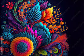 A Colorful Abstract Painting Of Flowers