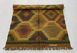 brown indian handmde wool kilim rug for