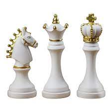 Amazon | 3個の国際チェスセット置物キングナイトチェスの駒ボードゲームアクセトロな家の装飾, 白い | チェス | おもちゃ