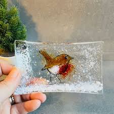 Robin Soap Dish Fused Glass