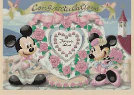 Details About Cross Stitch Chart Mickey Mouse And Minnies Wedding Flowerpower37 Uk