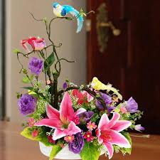 artificial flowers table arrangement