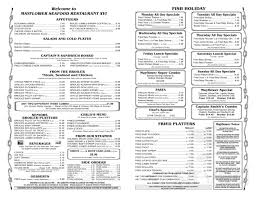 menu for mayflower seafood restaurant