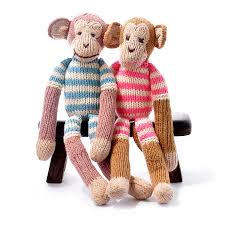 hand knitted monkey soft toy by