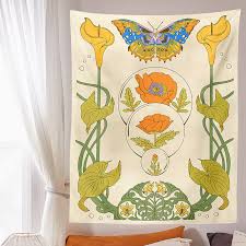Botanical Flower Tapestry Wall Hanging