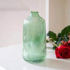 tall fluted glass vase glass green