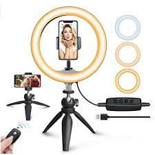 Ubeesize 10 Led Selfie Ring Light With Tripod Stand Phone Holder Dimmable Desk Makeup Ring