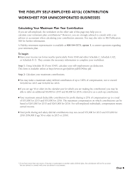 The Fidelity Self Employed 401 K Contribution Worksheet For