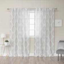 best home fashion medallion sheer faux pippin curtain panel pair gray