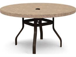 Homecrest Sandstone Faux Aluminum 54 Round Dining Table With Umbrella Hole