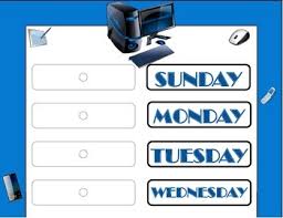 Technology Theme Weekday Chart Technology Bulletin Board Computer Classroom