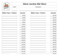 Silent Auction Bid Sheet Template Free Sheets Pdf Without