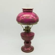 antique miniature oil lamp purple
