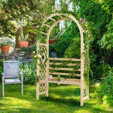 Wooden Garden Bench Arch Pergola