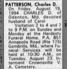 obituary for charles d patterson the