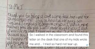 letter from student and make her cry