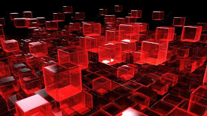 Vibrant Red Glass Cubes Soaring Through