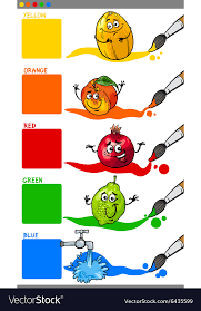 Primary Colors With Cartoon Fruits