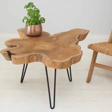 Rustic Wood Slice Coffee Table On
