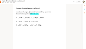 Types Of Chemical Reactions Worksheet 3