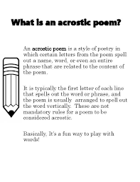 acrostic poems templates poetry