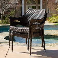 Cliff Multi Brown Wicker Outdoor Dining Chairs Set Of 2