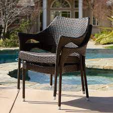 Faux Rattan Outdoor Dining Chairs Set