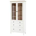 HEMNES Glass-door cabinet with 3 drawers, white stain, 35 3/8x77 1/2 