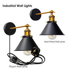How to attach the wall sconce. Vintage Industrial Wall Sconce Wall Light Shade Dimmer Plug In Wall Lampshade Ebay