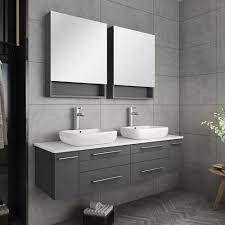 60 gray wall hung double vessel sink