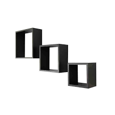 Wall Cubes 3 Pack Black Matt Homebase