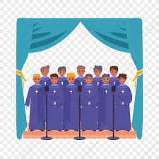 hand drawn cartoon church choir purple