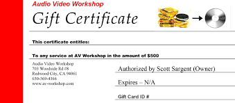 av gift certificate 500 av work
