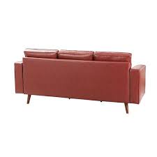 Jayden Creation Agamemnon 82 In Red Genuine Leather Straight Sofa With Solid Wood Legs