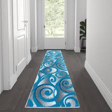 flash furniture willow collection modern high low pile swirled 2 x 7 turquoise area rug olefin accent rug entryway bedroom living room