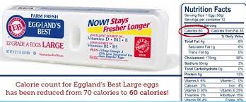 lower calorie count for its eggs