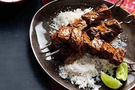 Tandoori Beef Skewers With Coconut Rice And Raita Recipes Delicious  gambar png