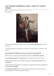 Lecture Linéaire Les Fausses Confidences scène 14 Acte 1 | Lectures  Français | Docsity