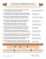 For many people, math is probably their least favorite subject in school. Endangered Species Trivia Worksheet Education Com