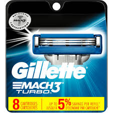 Gillette Mach3 Turbo Mens Razor Blade Cartridge Refills 8