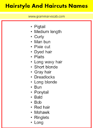 hairstyle names list for men and women