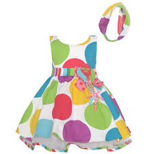 Baby Girls Multi Color Polka Dots Balloon Birthday Dress 12m