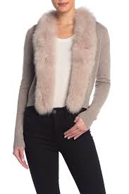 Sofia Cashmere Genuine Dyed Fox Fur Trim Cashmere Cardigan Nordstrom Rack