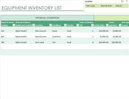 Equipment Inventory List