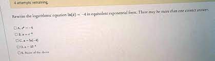 Solved Equivalent Exponential Form