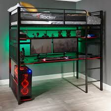 A bunk bed with desk, on the other hand, only has the top bunk, creating an open adding a bunk bed with desk improves the overall usability of the room. Battlebunk X Rocker Gaming Metal Bunk Bed With Desk Black X Rocker Uk