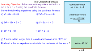 Using The Quadratic Formula To Solve